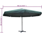 vidaXL Garden Parasol, Azure Blue Polyester With PA Coating, 196.9in x 118.1in