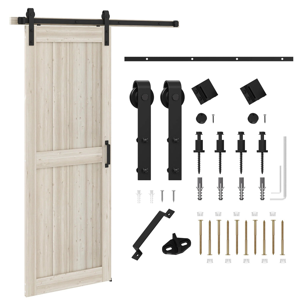 Uforic Sliding Barn Door With Hardware Kit, 48 x 84 in, Gray