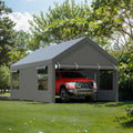 JY QAQA Heavy Duty Carport 12x20 FT With Removable Side Walls And Doors, Grey
