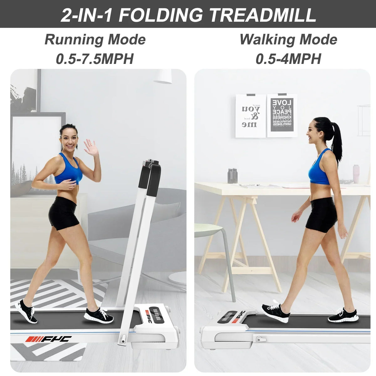 Dcenta 2 In 1 Under Desk Treadmill, 2.5 HP, Folding - FYC