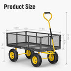 Vibemo Steel Garden Cart 2-in-1, 1400 lbs, 13 in Pneumatic Tires, Black - VB-GC02