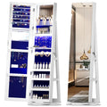 LVSOMT 360 Degree Rotating LED Jewelry Armoire With Full Length Mirror