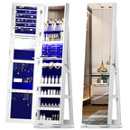 LVSOMT 360 Degree Rotating LED Jewelry Armoire With Full Length Mirror