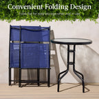 Best Choice Products 3-Piece Patio Bistro Dining Set With Glass Tabletop And Folding Chairs - Gray