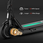 5TH WHEEL Electric Scooter With Turn Signals, 300W, 8.5 in Solid Tires, 18 mph, 12 Miles, Black - W16S