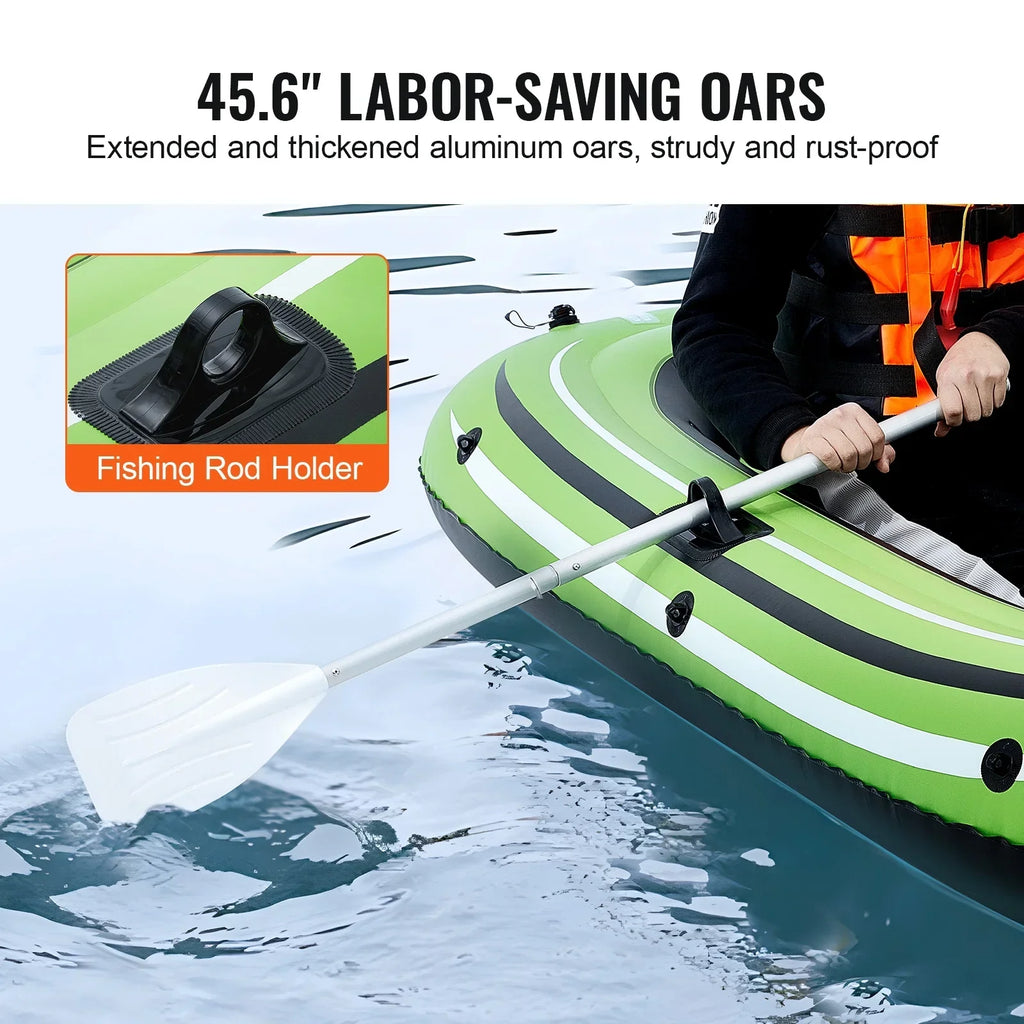 SKYSHALO 2-Person PVC Inflatable Boat With Aluminum Oars And Pump
