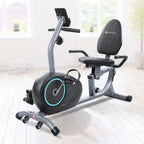 MARNUR Recumbent Exercise Bike With 8 Levels Adjustable Resistance, LCD Monitor, Pad Holder And Wheels