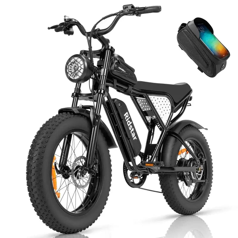 Ridstar Fat Tire Electric Bike 1200 W 48 V 15.6 Ah 20 inch Wheels 7-Speed Full Suspension