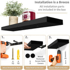 Floating Engineered Wood Wall Shelves, Set Of 3, 23.75 in x 9.25 in