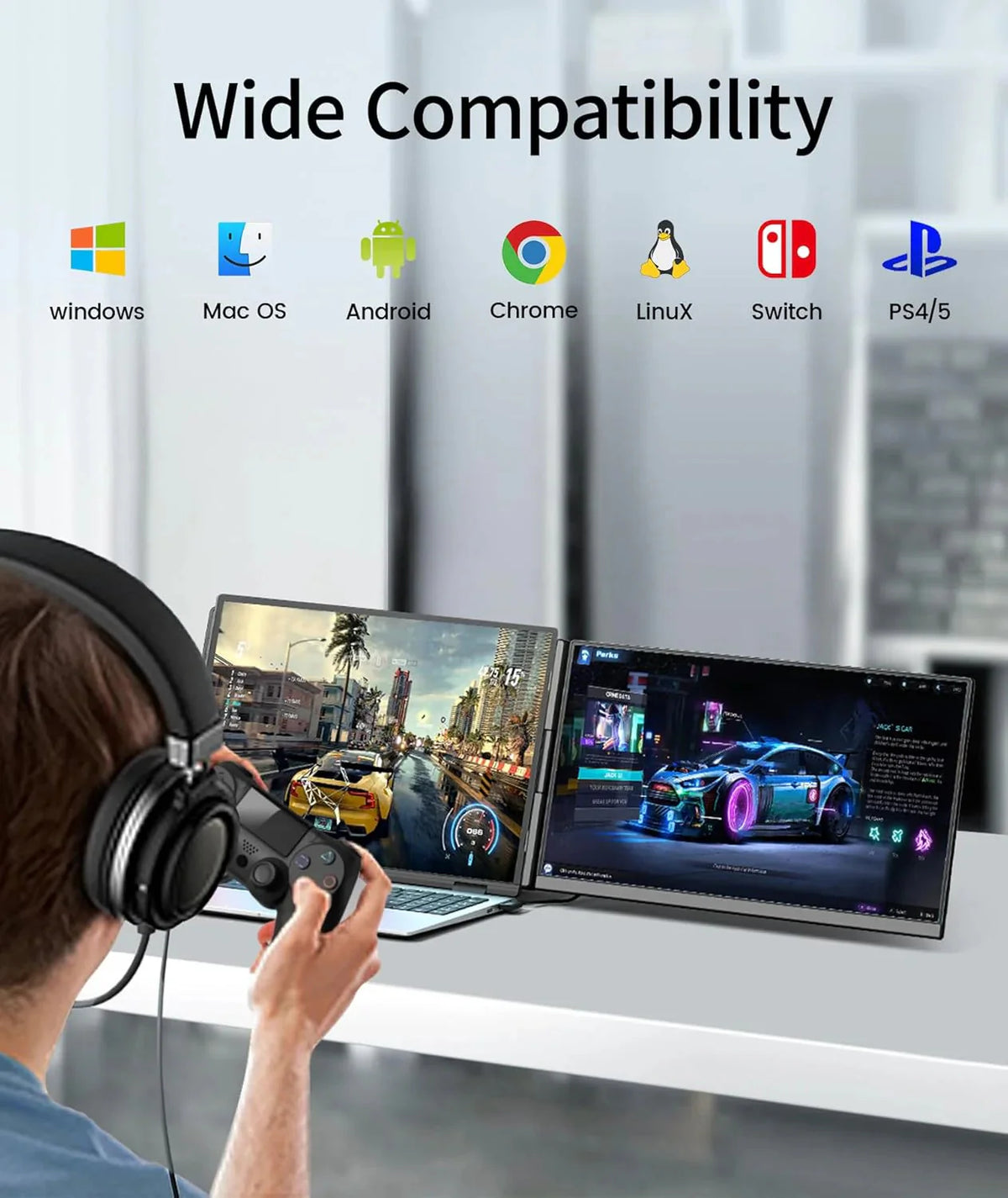Cevaton Laptop Screen Extender With 15.6 Inch FHD 1080P Display - P5