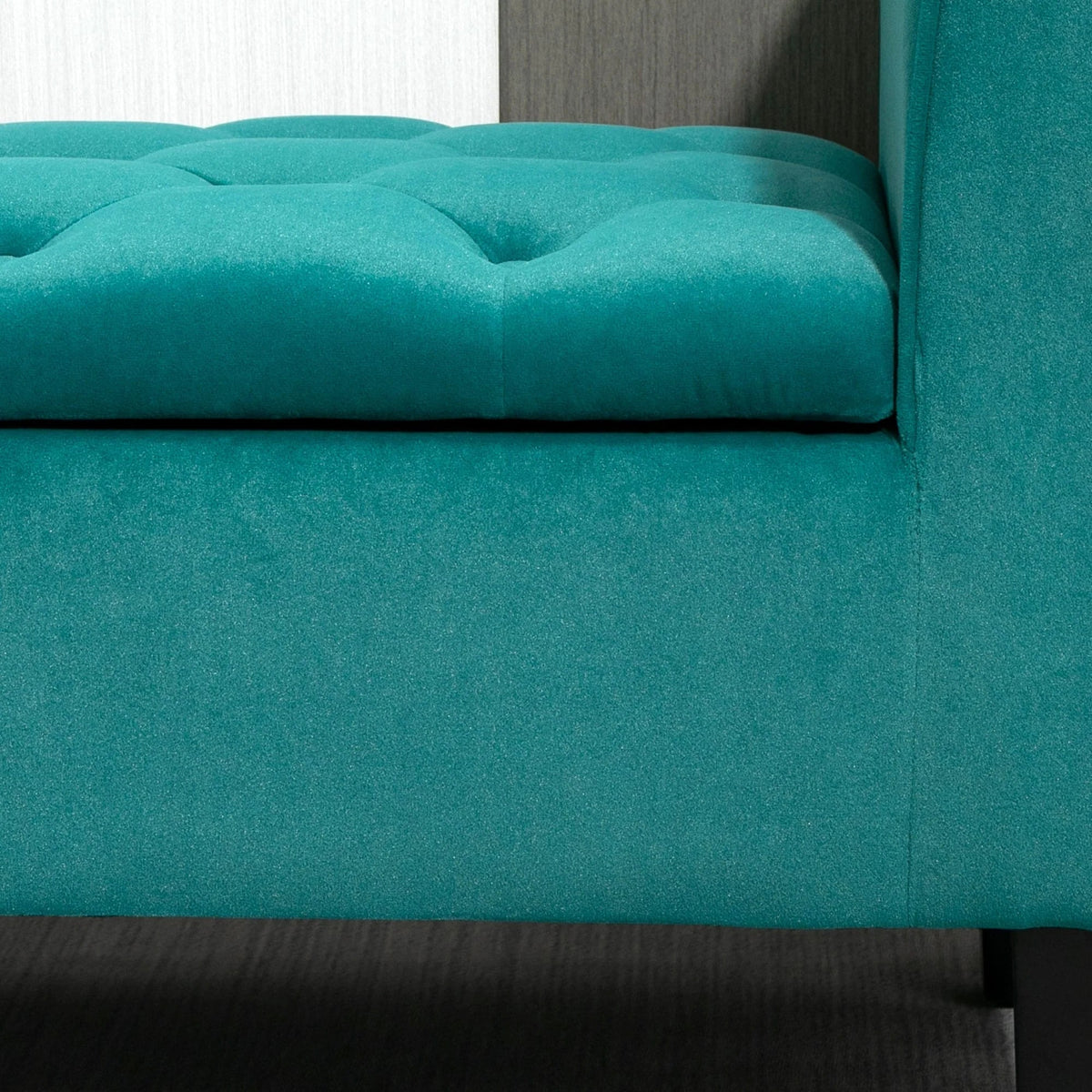 Button-Tufted Storage Ottoman Bench, Polyester and Rubberwood, 53.25in W x 17.75in D x 25.5in H