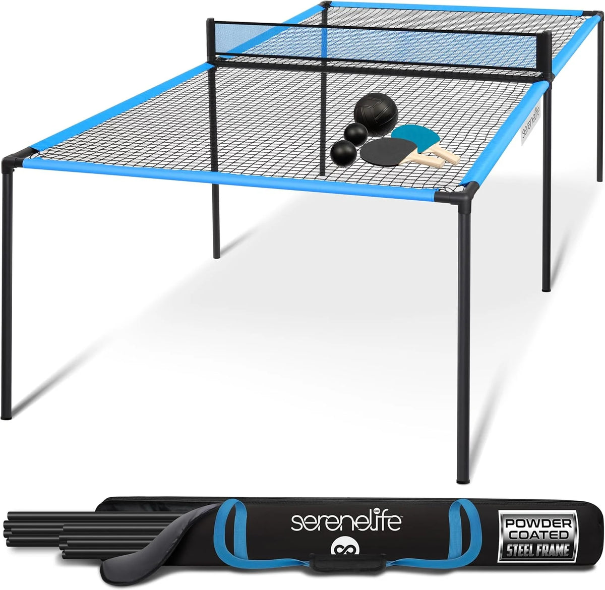 Foldable Table Tennis Table Set, 6 ft x 3 ft, Blue