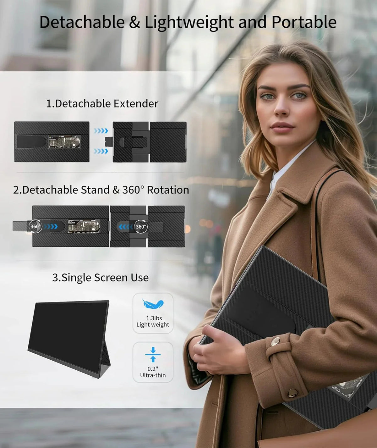 Cevaton Laptop Screen Extender With 15.6 Inch FHD 1080P Display - P5