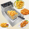 Electric Deep Fryer 6L/6.3QT Stainless Steel Countertop 1700W Single Tank