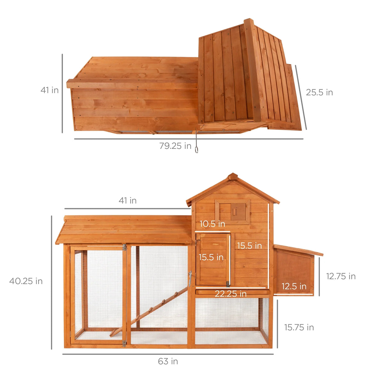 Best Choice Products 80in Wooden Chicken Coop Multi-Level Hen House With Wire Fence