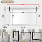 Rectangular Wall Mirror With Wood Frame, 18 x 26 in, 22 x 30 in, 24 x 36 in, or 40 x 26 in - Multiple Sizes