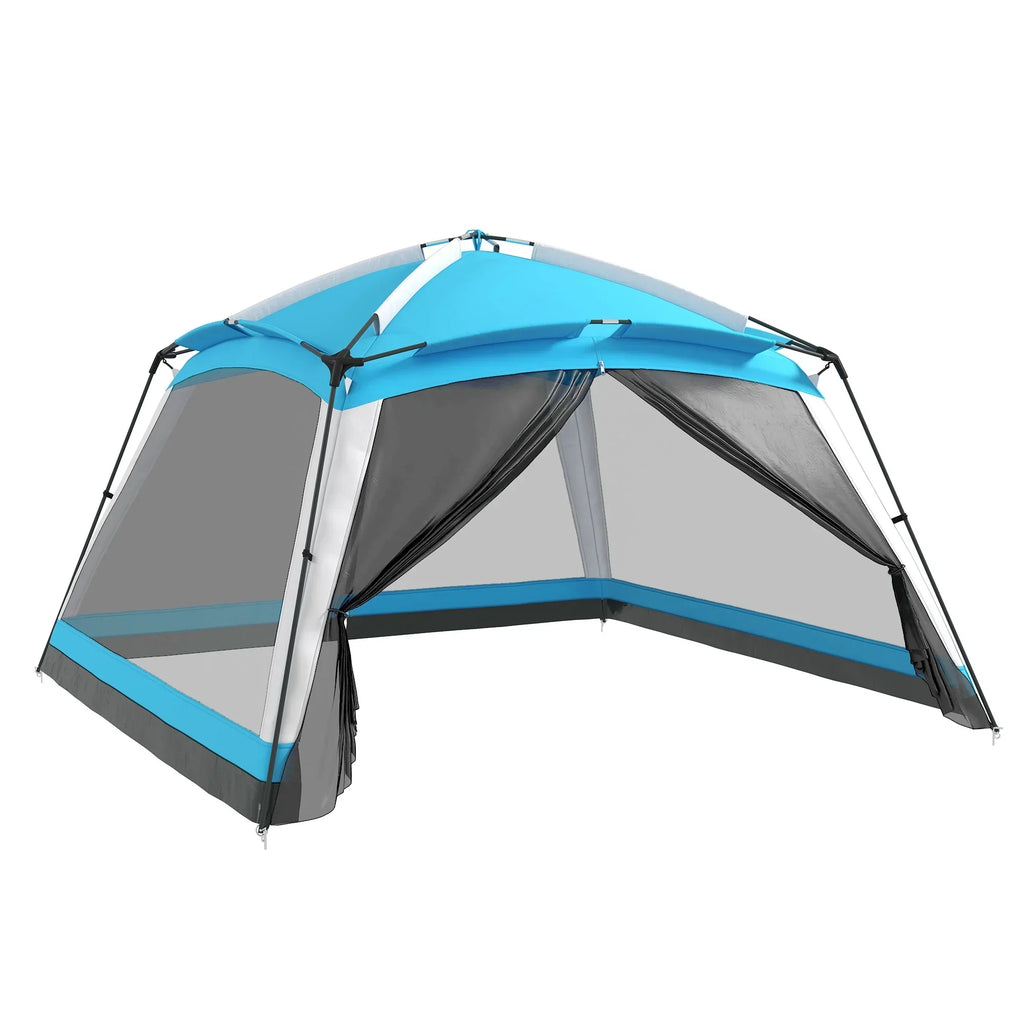 Outsunny 12' x 12' 8 Person Screen House Tent With Carry Bag And 4 Mesh Walls - Sky Blue