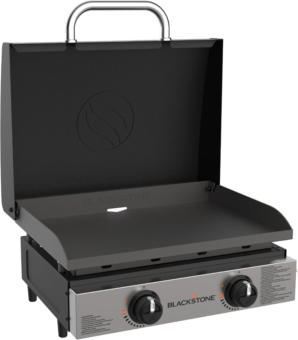 Blackstone 22 inch Tabletop Griddle With Hood, Stainless Steel Front Plate, Black - 1813