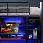 X Rocker Battle Bunk Gaming Bed With Desk, Metal, Twin, Black