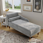 Vesgantti Velvet Chaise Lounge, 59 in, Grey