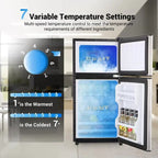 OOTDAY Compact Refrigerator With Freezer 3.5 Cu Ft Silver 16.7 x 17.5 x 34.2 inches - FLS-80-SILVER