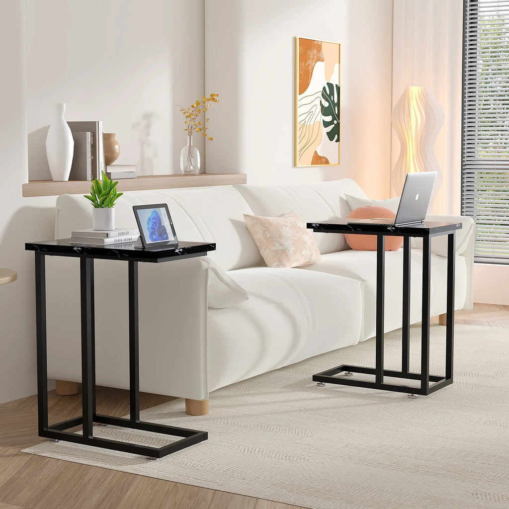 C-Shaped Sofa Side Tables, Set of 2, 11" D x 19" W x 24" H