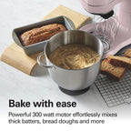 Hamilton Beach 4 Quart 7-Speed Tilt-Head Stand Mixer With Dough Hook, Whisk And Flat Beater - Black