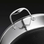 Hexclad Hybrid Stainless Steel 7 Quart Deep Saute Pan Fryer With Glass Lid
