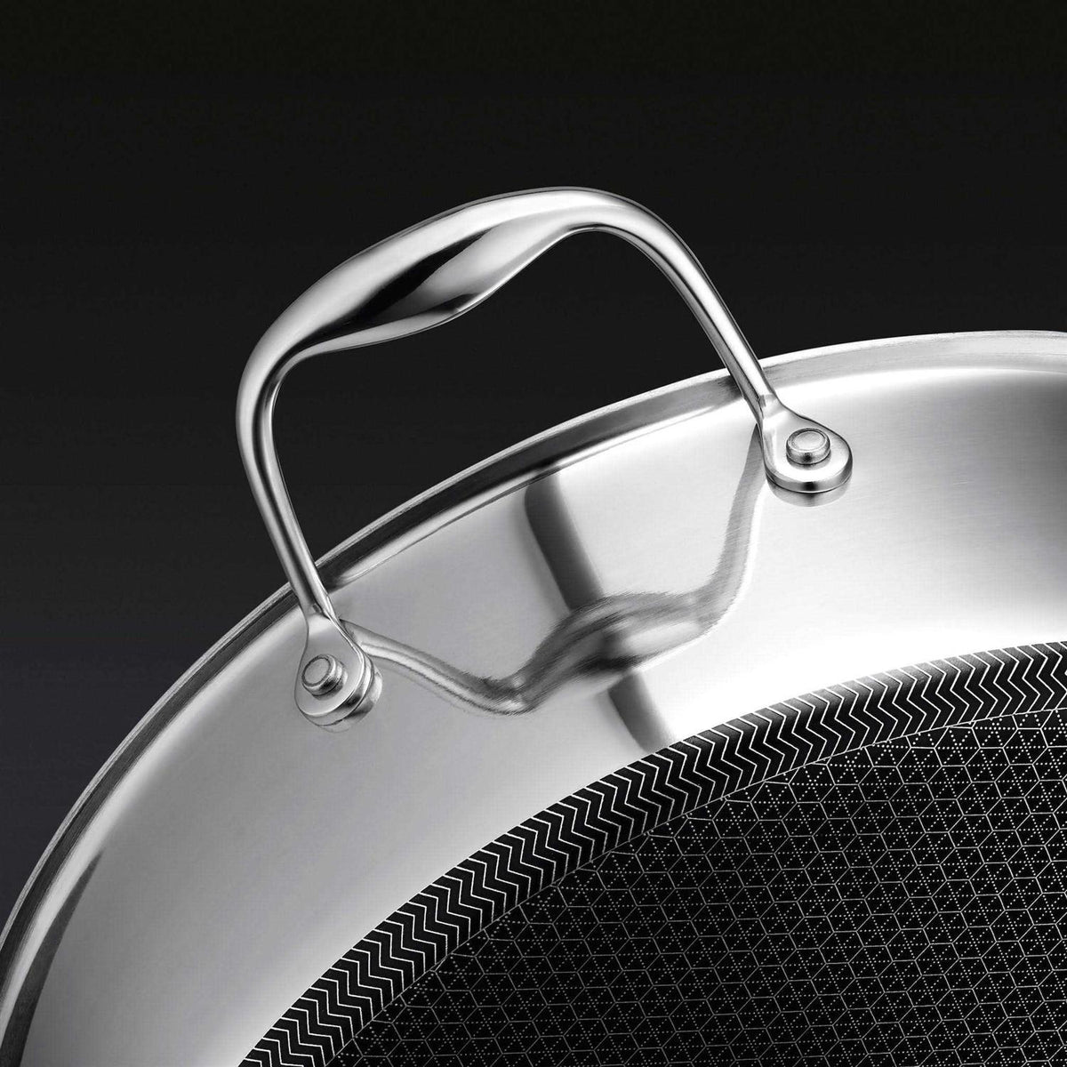 Hexclad Hybrid Stainless Steel 7 Quart Deep Saute Pan Fryer With Glass Lid
