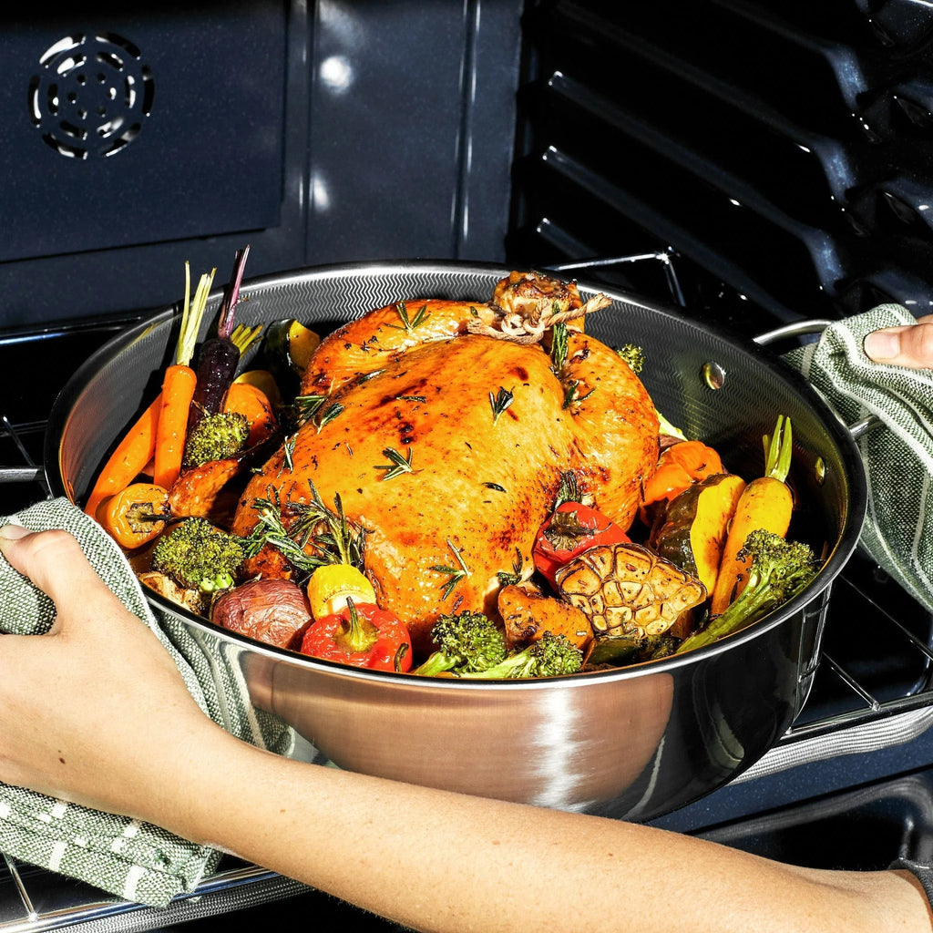HC Cookware Hybrid Deep Saute Pan/Chicken Fryer With Lid, 7-Qt