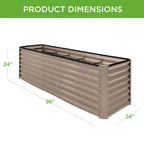 Best Choice Products Outdoor Metal Raised Garden Bed Planter Box, 8 x 2 x 2 ft, Taupe