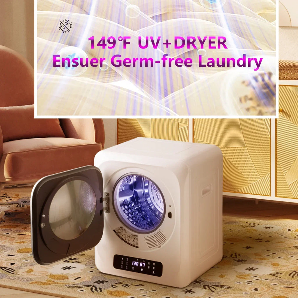 Portable Mini Clothes Dryer - White With Black Square Door