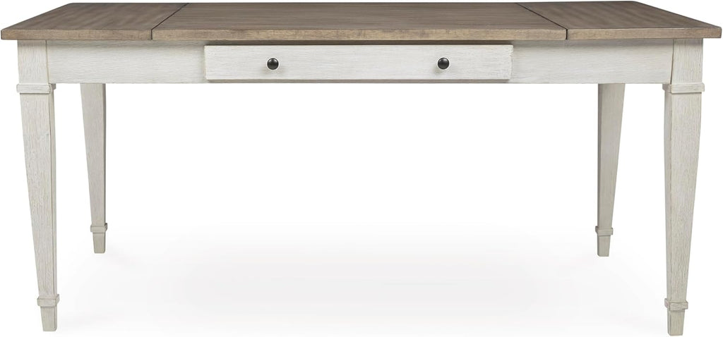 Signature Design by Ashley Rectangular Dining Table With Storage, White & Light Brown, 36in W x 66in D x 30.25in H - Skempton