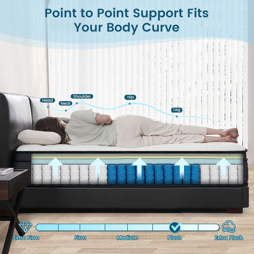 Vantto Queen 12 Inch Hybrid Memory Foam Mattress In A Box - CertiPUR-US