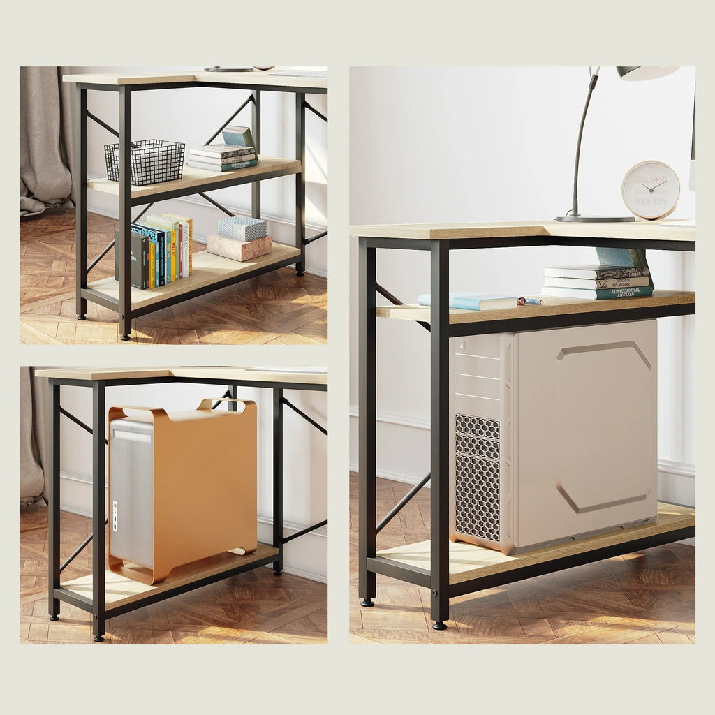 Small L-Shaped Computer Desk With Reversible Storage Shelves - 55-Inch / 47-Inch