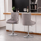 Alexent 2-Piece Swivel Bar Stools, Dark Blue, 43.7-51.6 H, 19.3 W x 18.1 D - Silver Footrest