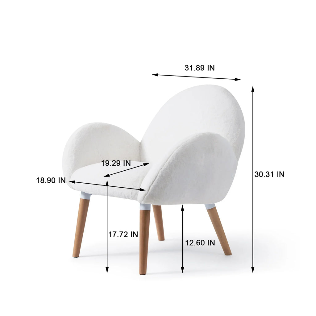 Beech Frame Upholstered Armchair With Polypropylene/Olefin Upholstery - White