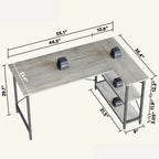 Small L-Shaped Computer Desk With Reversible Storage Shelves - 55-Inch / 47-Inch