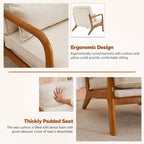 Linen Accent Lounge Chair With Solid Wood Frame, 25.6in D x 34.6in W x 36.6in H