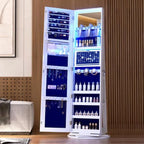 LVSOMT 360 Degree Rotating LED Jewelry Armoire With Full Length Mirror