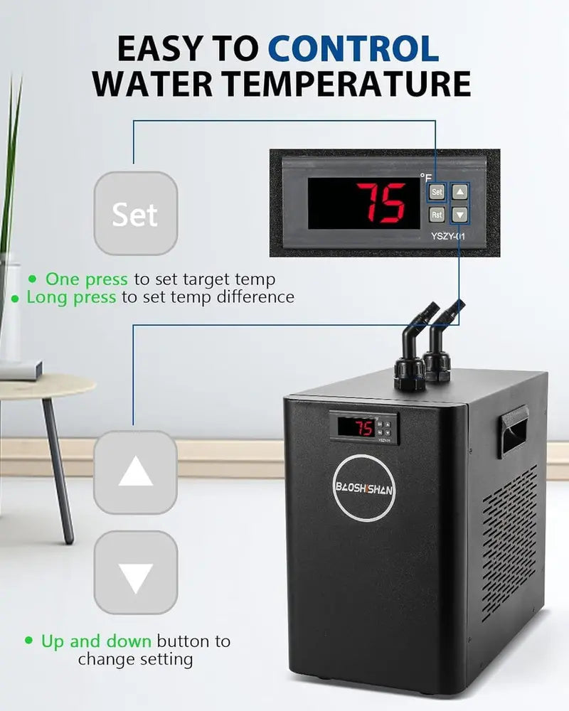 BAOSHISHAN Aquarium Chiller, 42-Gallon, 1/10 HP Quiet Refrigeration System