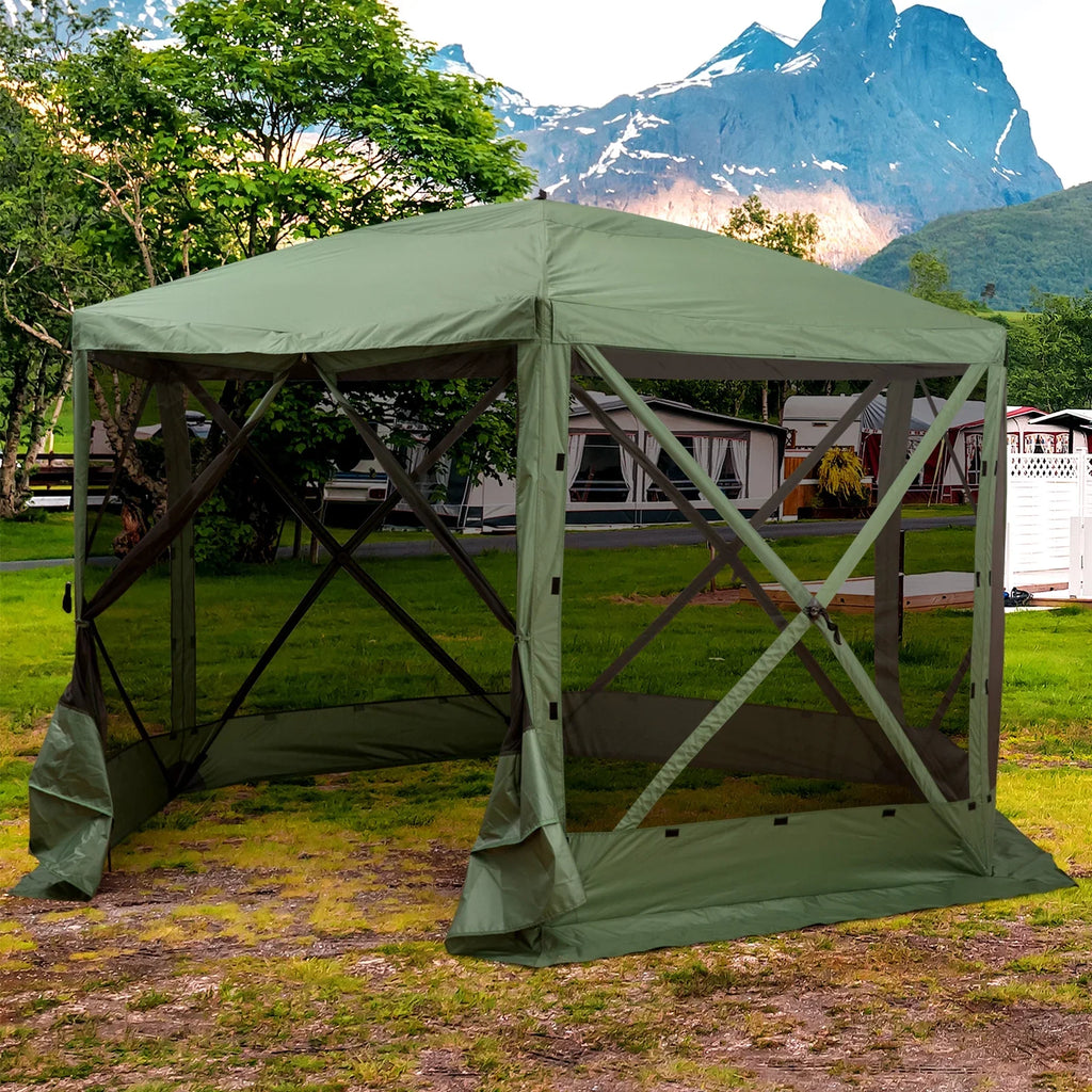 Outsunny 12' X 12' Hexagon Pop Up Screen House With Mesh Netting Walls And Carry Bag