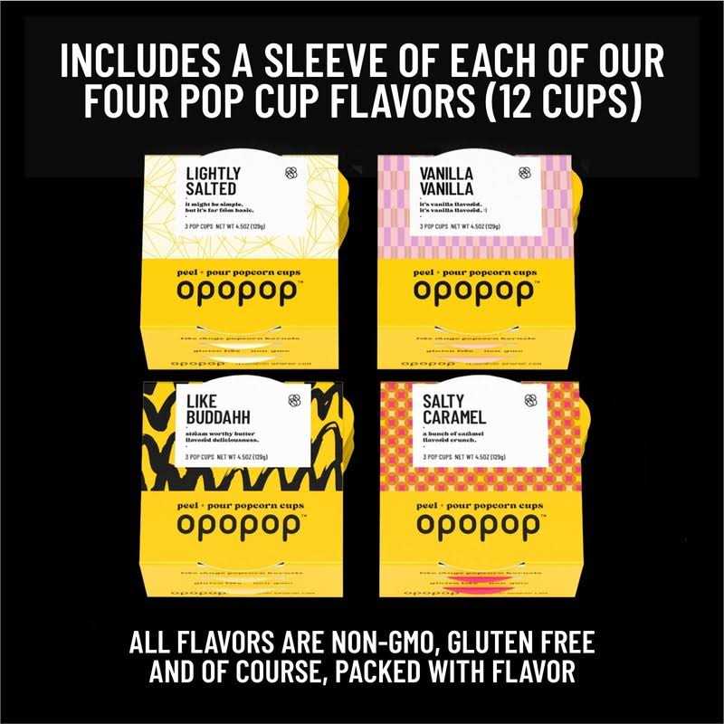 Opopop Gourmet Microwave Popcorn Variety Kit - 4 Flavors