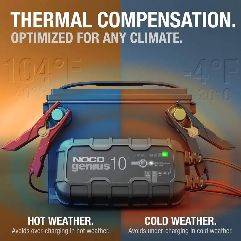 NOCO GENIUS10 10A 6V/12V Smart Battery Charger, Maintainer And Desulfator - GENIUS10