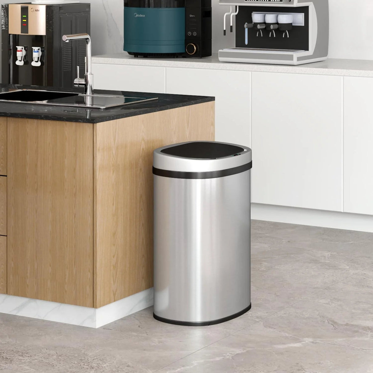 13 Gallon Automatic Touchless Motion Sensor Kitchen Trash Can With Lid