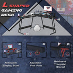 L-Shaped Gaming Computer Desk With Removable Monitor Stand, 51.3 in x 19.8 in x 29 in