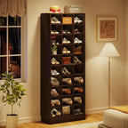 10-Tier Tall Shoe Cabinet, 30-Pair White Engineered Wood Shoe Storage Rack