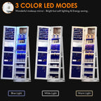 LVSOMT 360 Degree Rotating LED Jewelry Armoire With Full Length Mirror