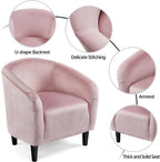 Velvet Accent Barrel Chair With Armrest And Low Back, Pink - 28x26x29in