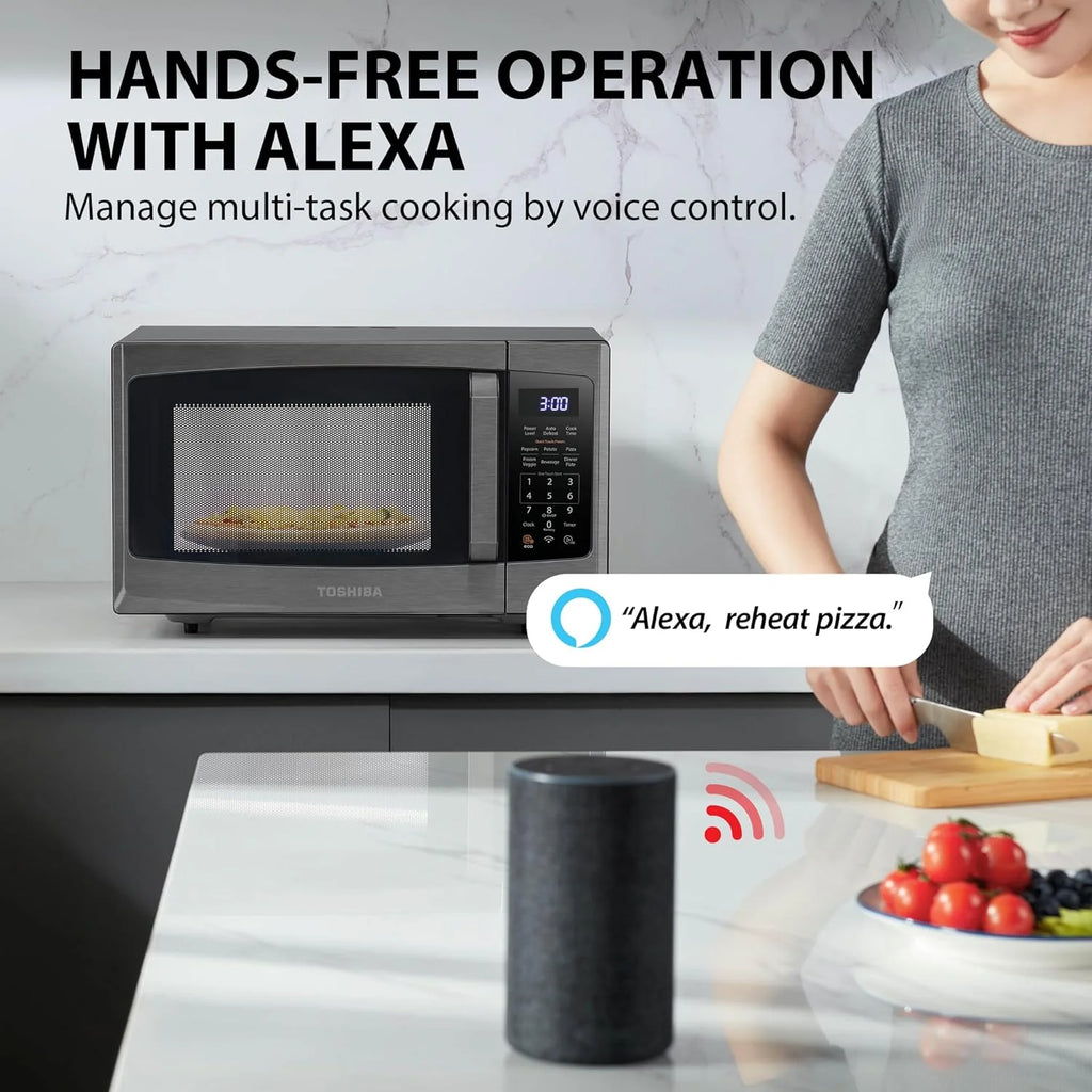 TOSHIBA 4-in-1 Countertop Microwave Oven, 1.5 Cu Ft, 1000W, Silver - ML-EC42P(SS)